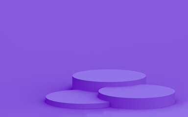 3d purple violet cylinder podium minimal studio background. Abstract 3d geometric shape object illustration render. Display for cosmetic perfume fashion product.
