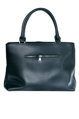 women black bag with long handles bag with a white background