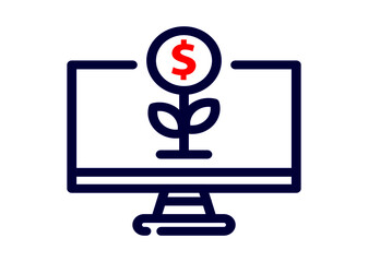 computer monitor with information sign , growthmoney, tree icon