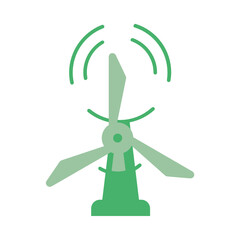 The Green Energy Source Design Concept, Wind Power Vector Icon, Windmill Symbol on white background, Ecology Sign 