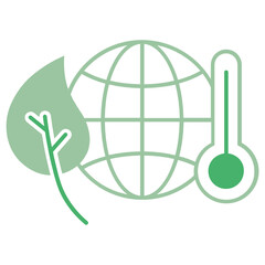 Global Warming Concept, Climate and temprature Control vector icon Design, Changes in Earth weather and Ozone Layer Sign, Renewable and Sustainable Electricity Symbol on white background 