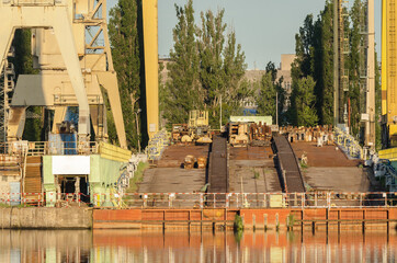 Fototapeta premium SHIPBUILDING SLIPWAY - Empty space for building ships 
