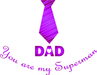 fathers day greeting text vector illustration with the shape of tie. editable vector file available