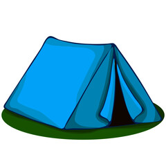 vector illustration in carton style, in bright colors, travel tent, isolate on a white background