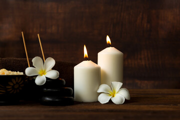 Fototapeta na wymiar Thai spa massage. Spa treatment cosmetic beauty. Therapy aromatherapy for care body women