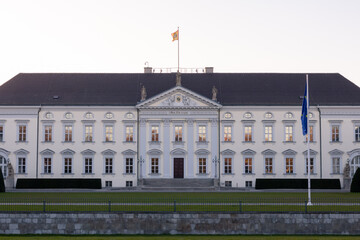 Fototapeta na wymiar Berlin, Germany - April 5, 2020, The famous Bellevue Palace (Schloss Bellevue), seat of the Federal President of the Federal Republic of Germany
