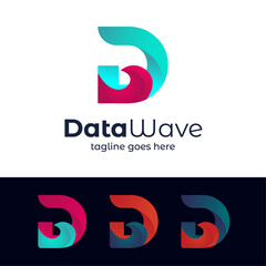 Wave D letter logo template