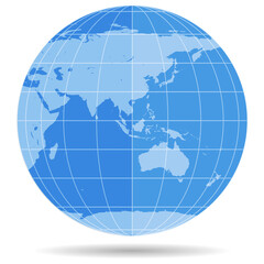 Globe Earth symbol flat icon isolated on white background. Europe, Asia, Africa, Australia, Antarctica, Arctic.