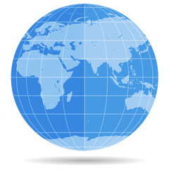Globe Earth symbol flat icon isolated on white background. Europe, Asia, Africa, Australia, Antarctica, Arctica.