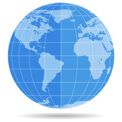 Globe Earth symbol flat icon isolated on white background. Europe, Africa, America, Antarctica, Arctica.