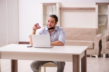 Young man in love during pandemic disease