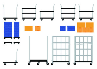 工場や倉庫で使用す台車の種類です