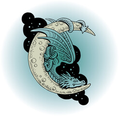 moon dragon tattoo