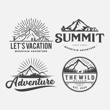 mountain adventure logo, icon and illustration