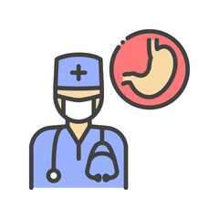 Gastroenterologist color line icon. Emergency. Pictogram for web page, mobile app, promo. Editable stroke