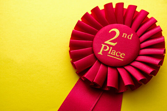 Red ribbon rosette for the second place runner up