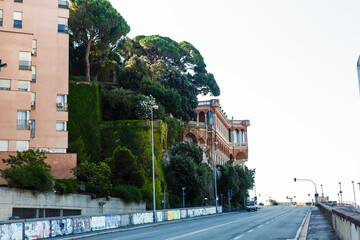 Naklejka premium GENOA, ITALY - August 16, 2019: A view on the old town and harbor of Genoa, Italy