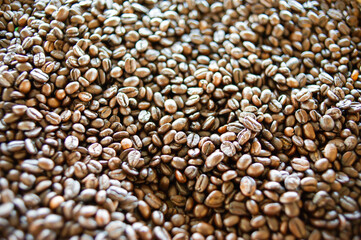 Roasted coffee beans Before being blended and brewed for drinking