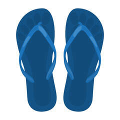 Blue beach slippers, top view. Vector illustration on a white background.
