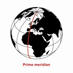 Prime meridian, longitude 0 line in a geographic coordinate system