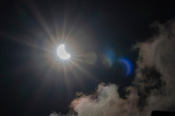 Hong kong 2020 : Partial Eclipse And Cloud In Hong Kong