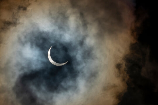 Hong kong 2020 : Partial Eclipse And Cloud In Hong Kong
