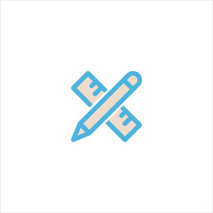 ruler and pencil icon flat vector logo design trendy