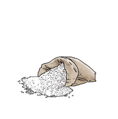 rice sacks spilled