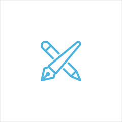 pencil and pen icon flat vector logo design trendy