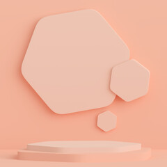 Background, mock up scene geometry shape frame for product display and presentation, 3d rendering illustration beige color