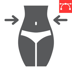 Weight loss glyph icon, fitness and diet, fit body sign vector graphics, editable stroke solid icon, eps 10.