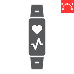 Fitness tracker glyph icon, fitness and sport, fitness band sign vector graphics, editable stroke solid icon, eps 10.