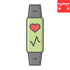 Fitness tracker color line icon, fitness and sport, fitness band sign vector graphics, editable stroke colorful linear icon, eps 10.