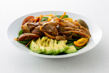 Baked Honey Mustard Chicken with avocado and salads