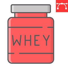 Whey protein color line icon, fitness and diet, supplements sign vector graphics, editable stroke colorful linear icon, eps 10.