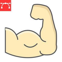 Arm muscle color line icon, fitness and bodybuilder, biceps sign vector graphics, editable stroke colorful linear icon, eps 10.