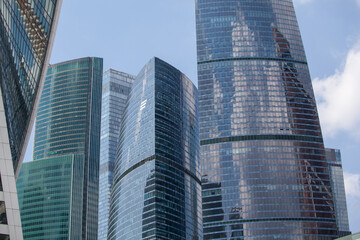 Fototapeta na wymiar Fragments of skyscrapers Moscow city.