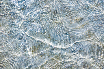 Blue and bright ripples of water and surface in the sea, Beautiful movements of a gentle wave in the ocean, abstraction of the sea, background for wallpapers and walls