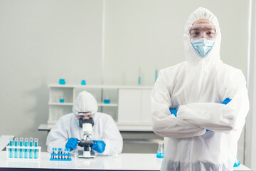 Scientist covid-19 virus chemistry  research experiment biotech antibody sample laboratory...