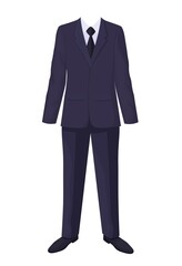 Stylish suit with tie. Fashionable mens business clothing dark elite textiles from modern designers elegant tuxedo in context of successful vector position.
