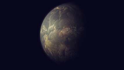 Small planet in space, 3d render.