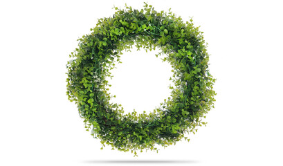 Artificial ddecorative hang green door wreath isolated on white background