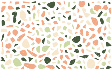 Terrazzo Seamless Pattern. Granite Fragments. Abstract Backdrop. Stones and Rocks Texture. Marble Textile, Tile Design. Vector.
