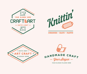 Vector Logo Design. Handmade, DIY, Craft, Tailoring and Knitting.