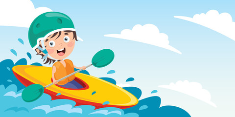Cartoon Character With A Canoe