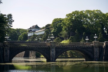Fototapeta na wymiar Traditional bridge to the imperial palace in Tokyo.