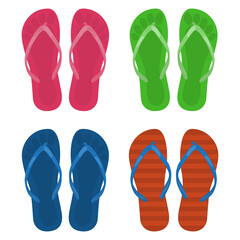 Beach slippers, set. Vector illustration on a white background.