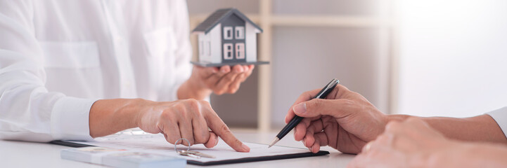 Sale representative offer house purchase contract to customer