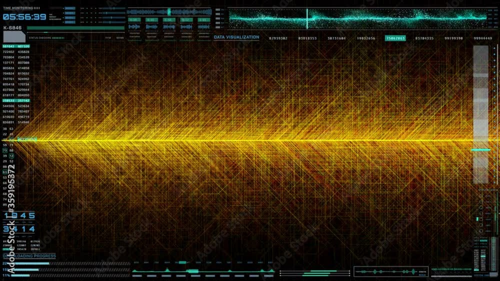 Poster Big Data Control Panel Futuristic Technological Communication Screen. HUD Interactive Element Stream Dynamic Connection Line Advance Technology.