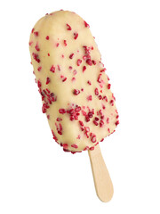 White chocolate ice cream bar on a stick